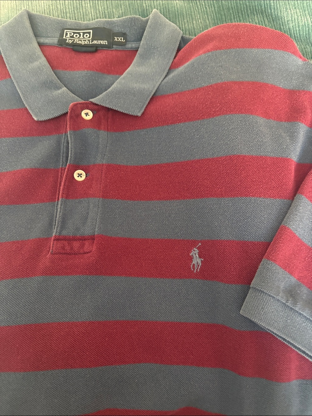 Polo by Ralph Lauren Men's Red and Gray Striped Polo